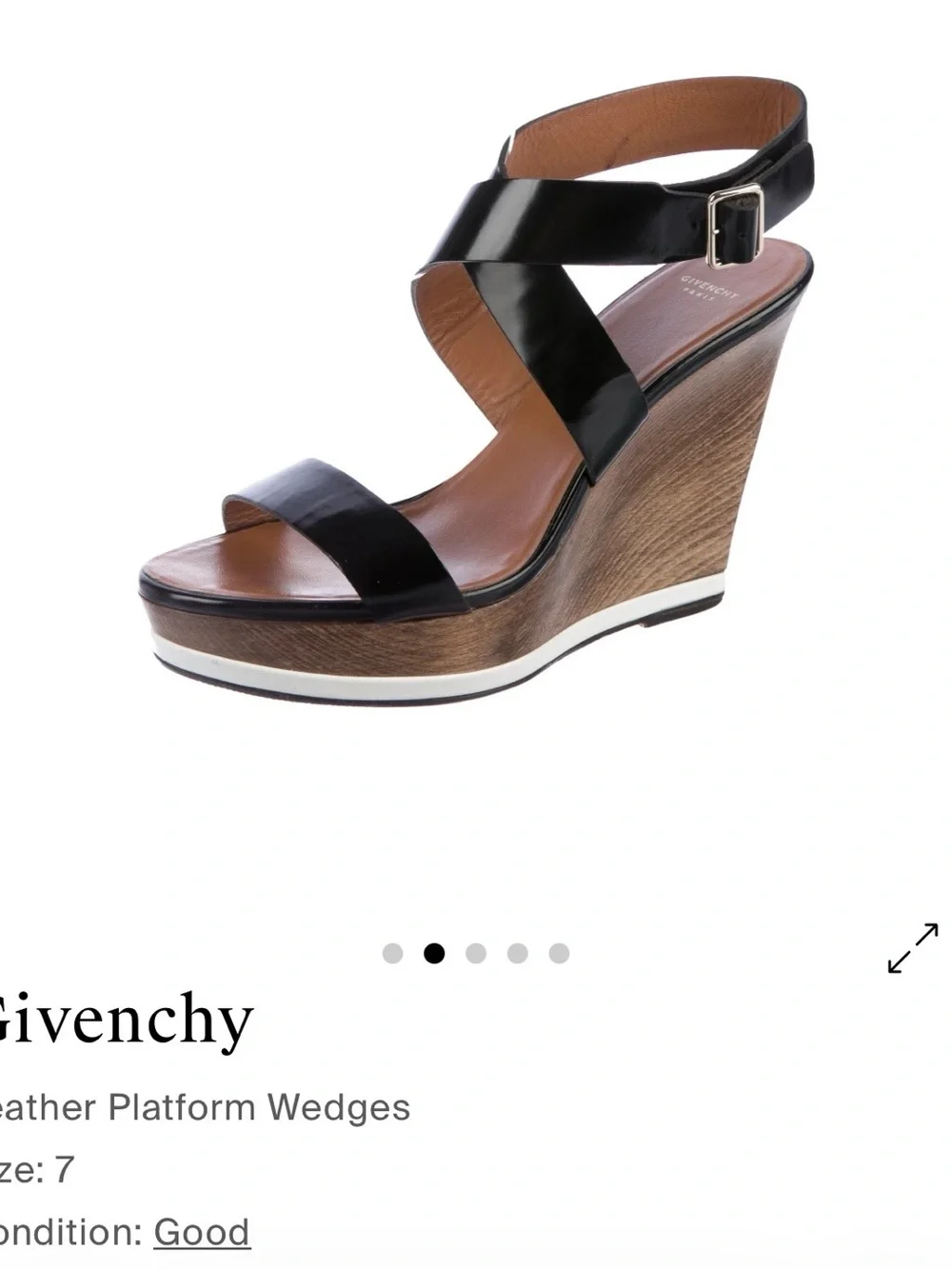 Givenchy Black Leather Ankle-Strap Platform Wedges